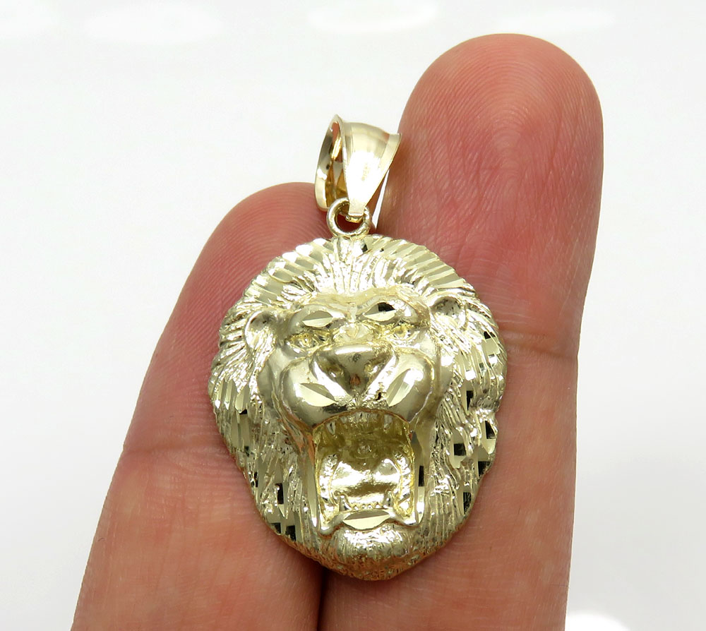 10k yellow gold medium 3d lion head pendant
