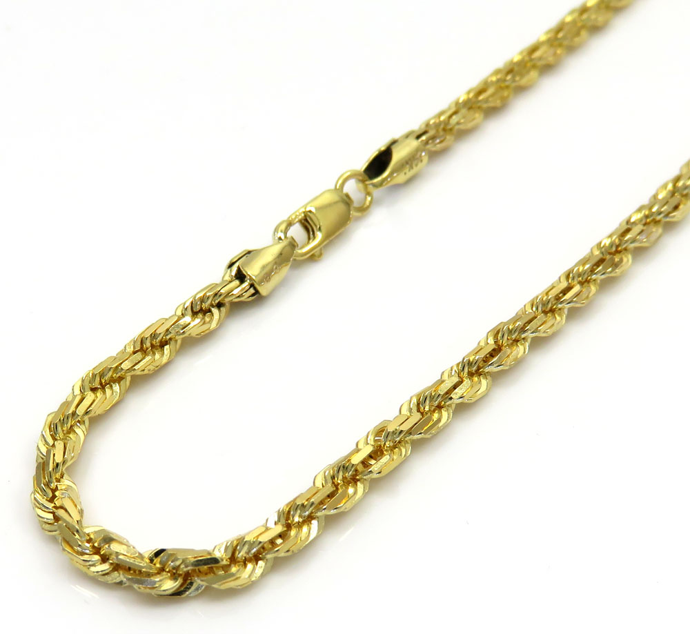 14k Yellow Gold Solid Diamond Cut Rope Bracelet 8 50 Inch 3mm