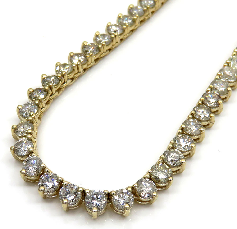 Buy 14k Yellow Gold Prong Round Diamond Tennis Link Chain