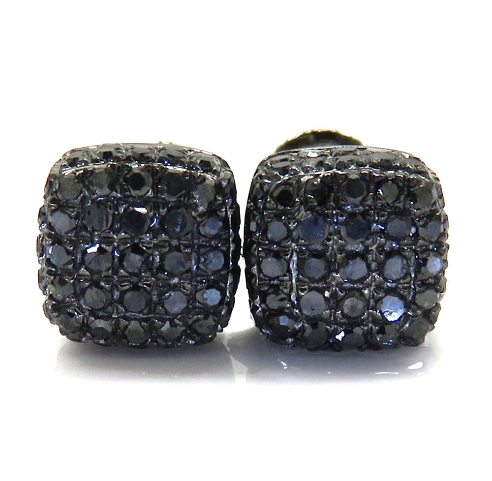14k black gold black diamond 5 row cube earrings 0.50ct