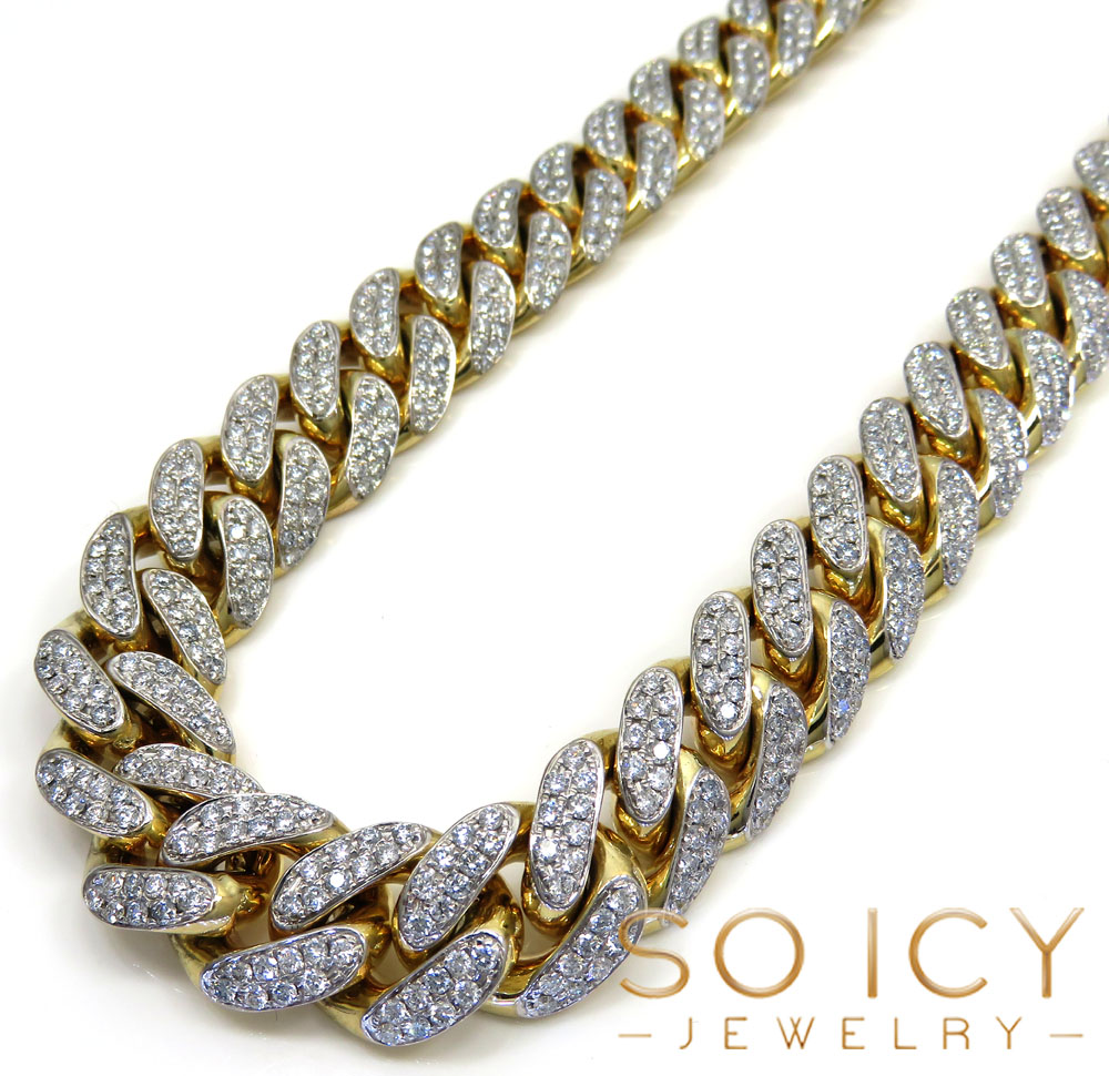 10k yellow gold two sided diamond miami chain 30 inch 14.5mm 