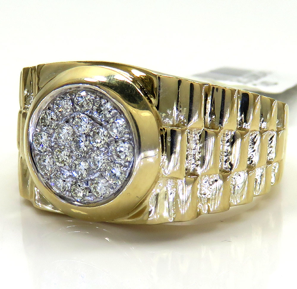 14k yellow gold diamond double arch presidential ring 0.45ct 