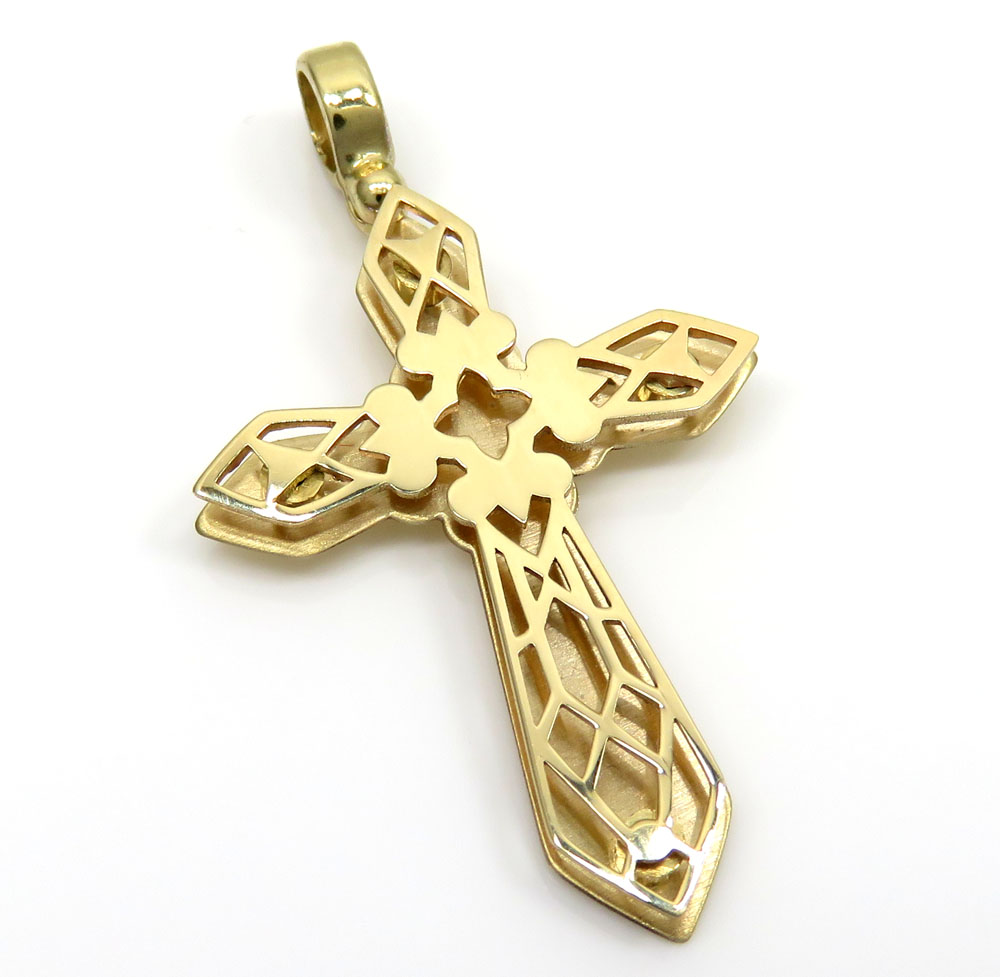 14k yellow and white gold 3d pop up cross 