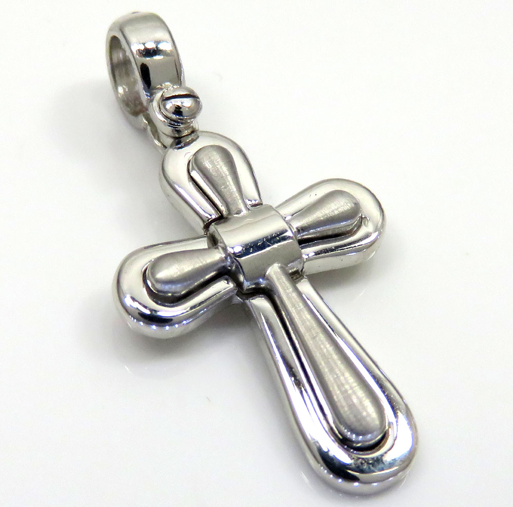 14k white gold italian bubble cross
