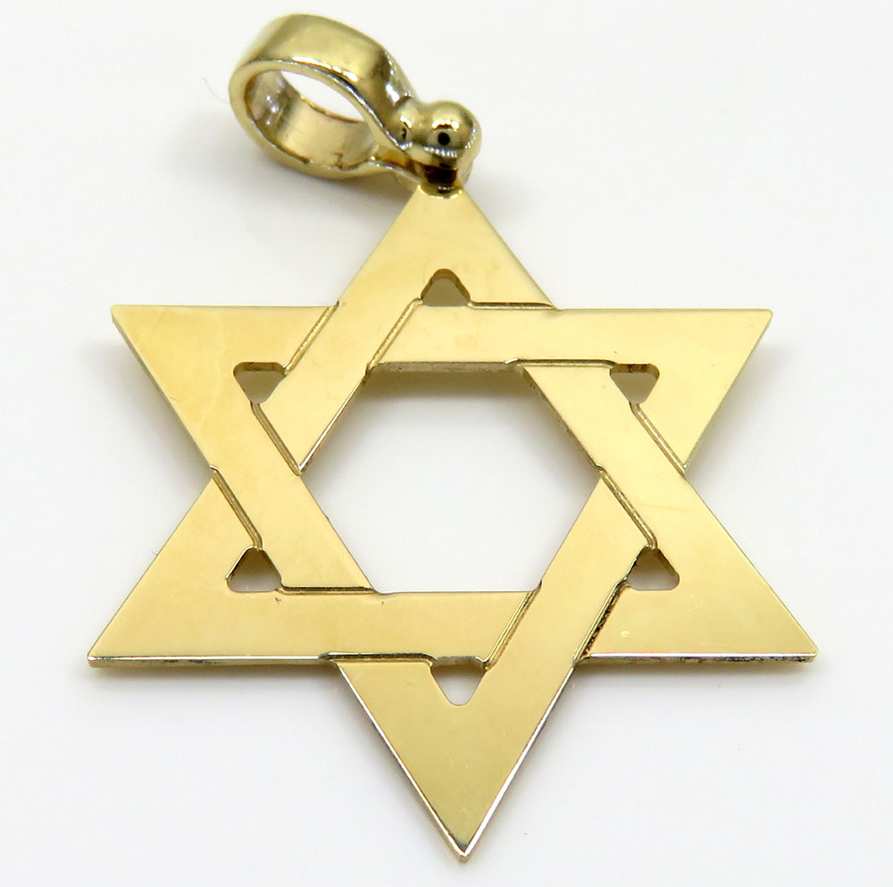 14k yellow gold medium star of david pendant 