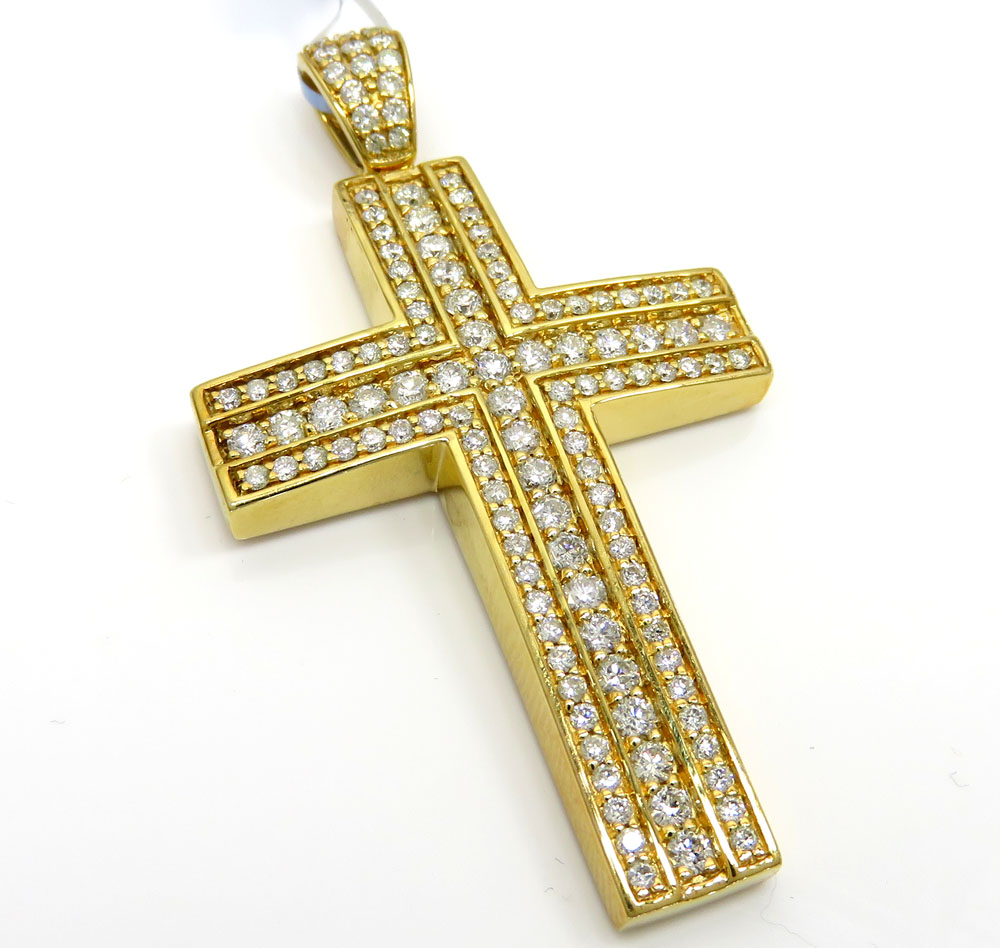 14k yellow or white gold three row cross 2.15ct