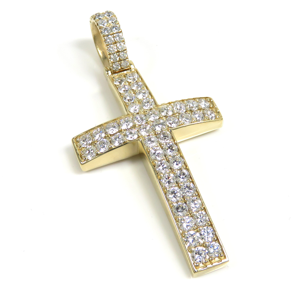 14k yellow gold two row cross 3.29ct