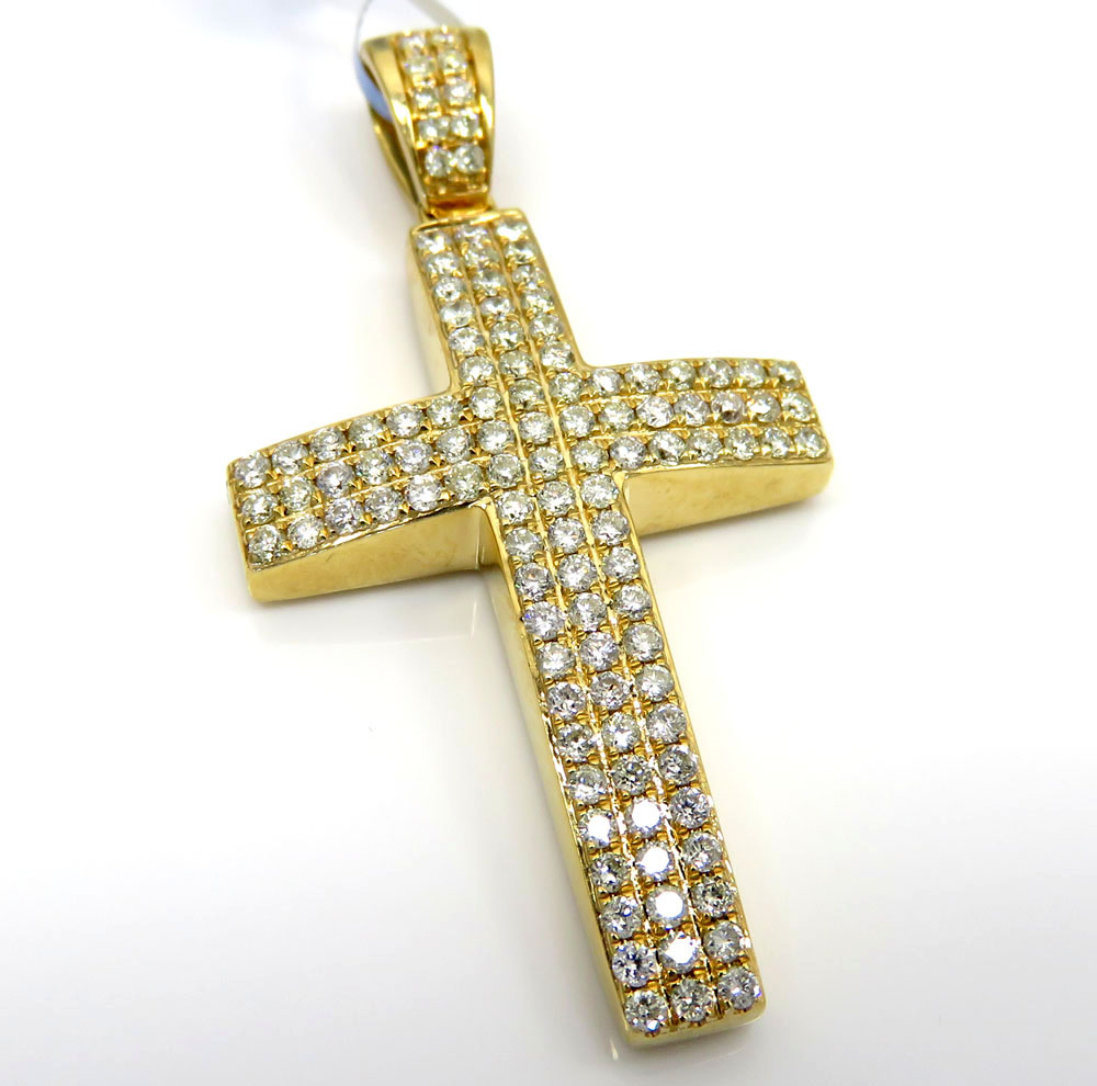 14k yellow or white gold 3x3 row vs diamond cross 1.02ct