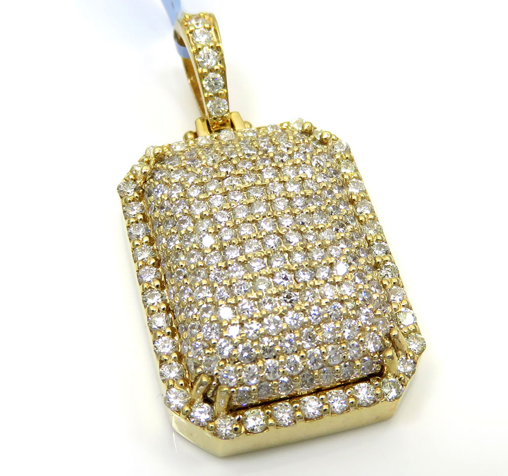 14k yellow gold fully iced diamond octagon pendant 2.70ct