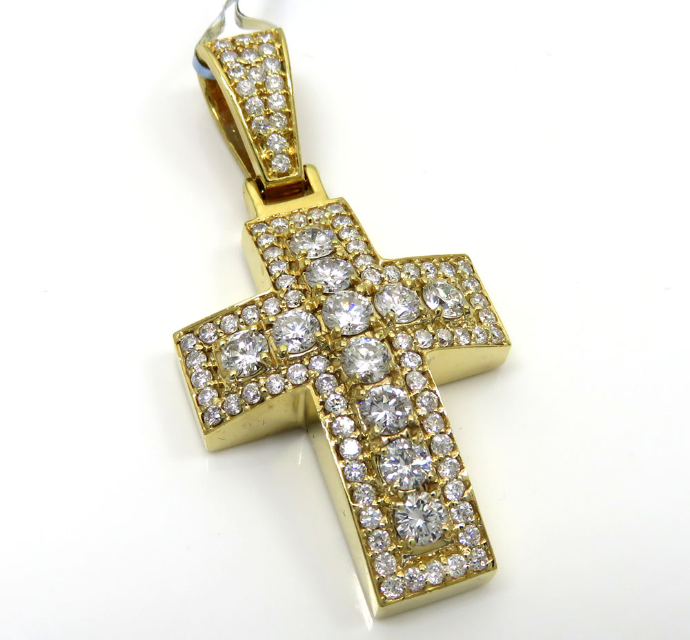 14k yellow or white gold diamond boxed arch cross 2.40ct