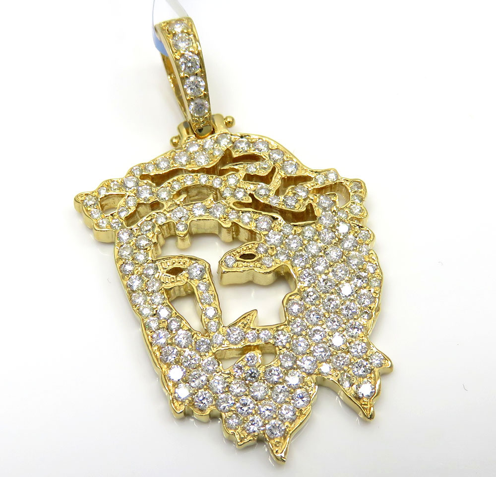 14k yellow or white gold stencil jesus piece 1.51ct