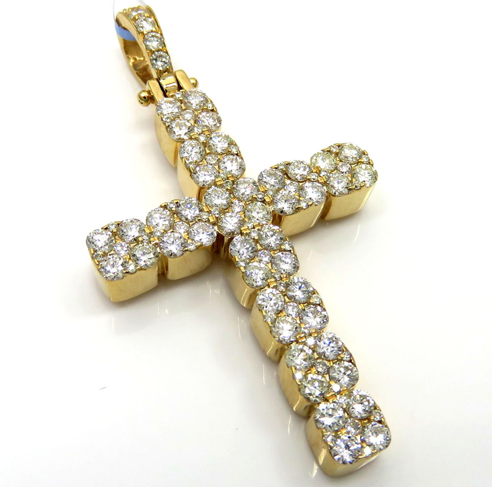 14k yellow or white gold 9 diamond cluster cross 2.90ct