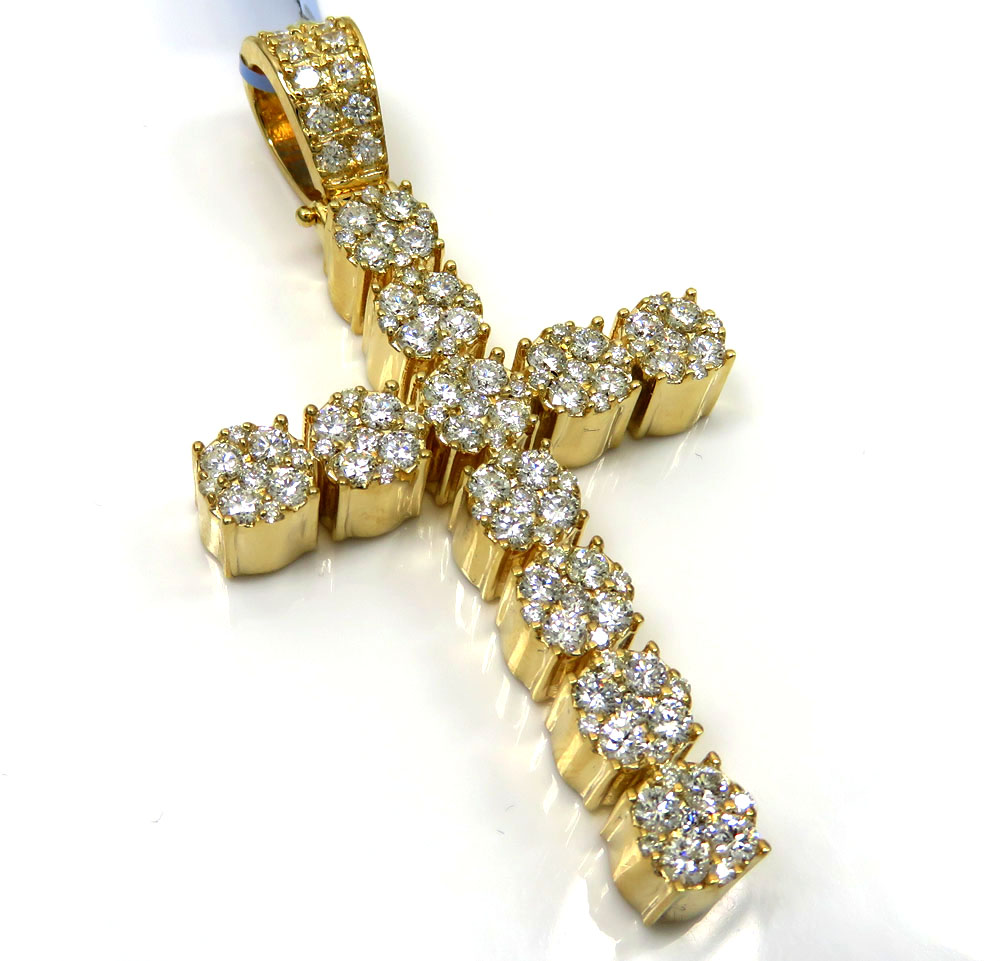 14k yellow or white gold nine diamond cluster cross 3.66ct