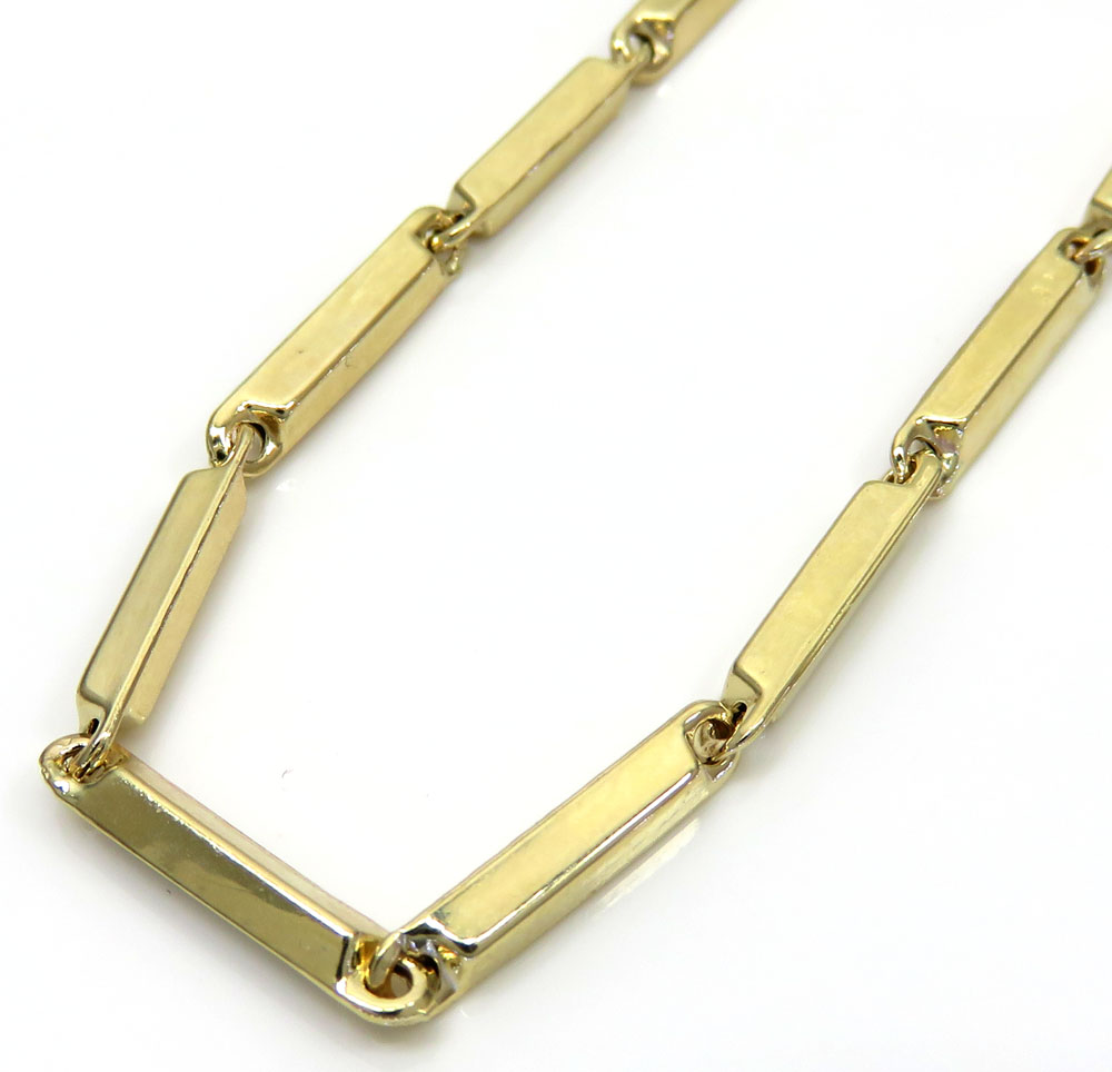 10k yellow gold fancy bullet bar chain 24-30 inch 2.6mm 