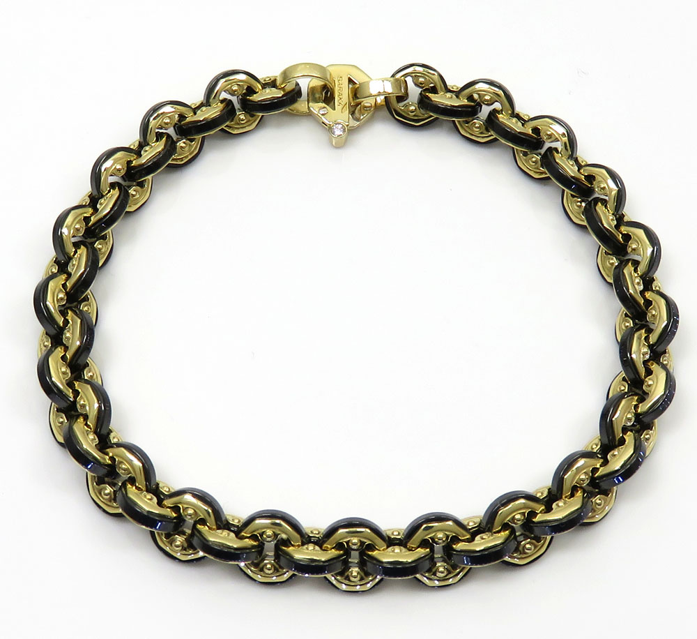 Baraka 18k yellow gold cyborg ceramic collection bracelet 0.02ct