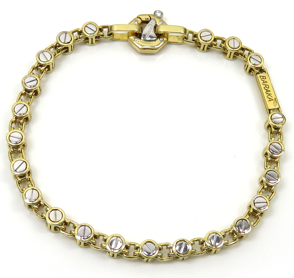 Baraka 18k two tone gold space run collection screw bracelet 0.02ct