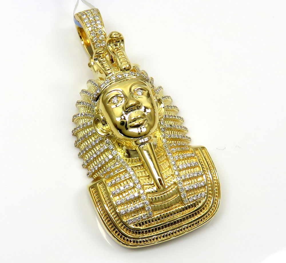 14k yellow gold diamond pharaoh pendant 0.82ct