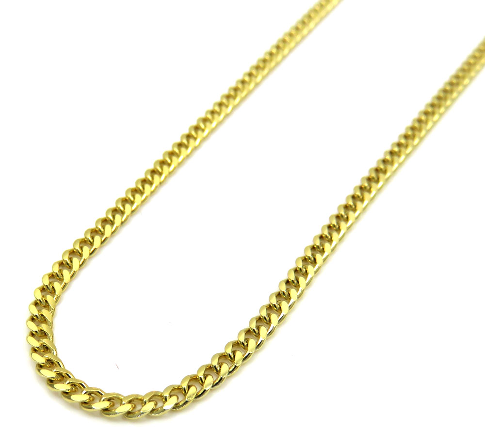 10k yellow gold solid thin miami chain 22-24