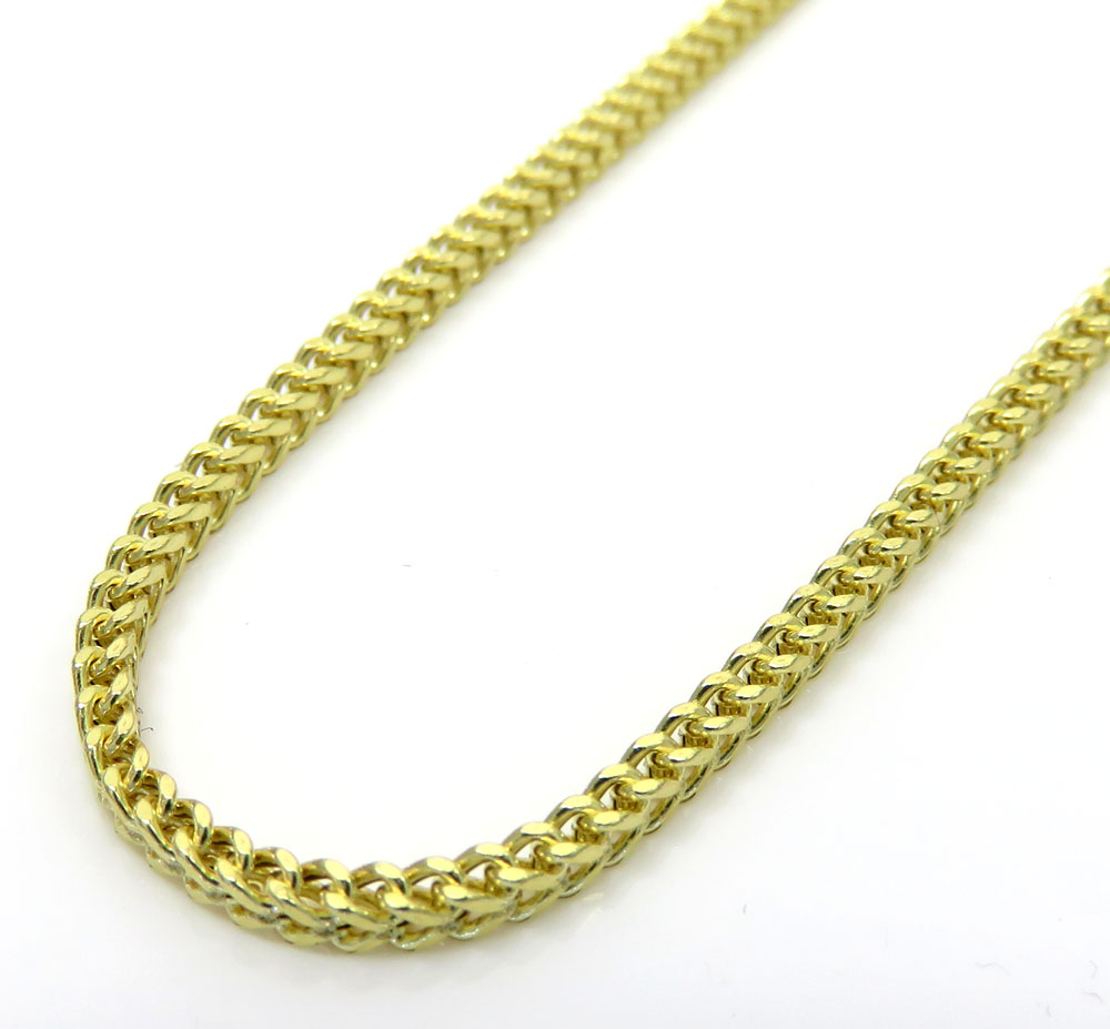 10k yellow gold hollow skinny franco link chain 18-26 inch 1.8mm