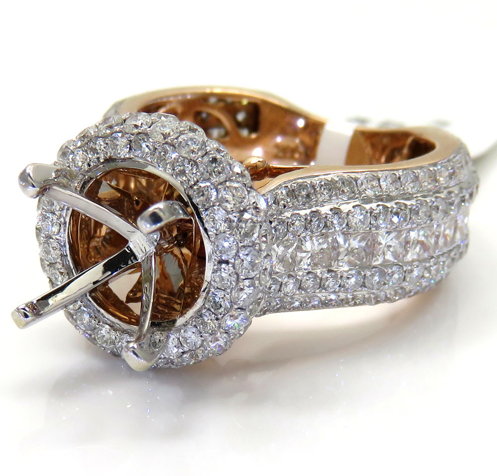 Buy Ladies 14k Rose Gold Diamond Semi Mount Invisible Setting Ring