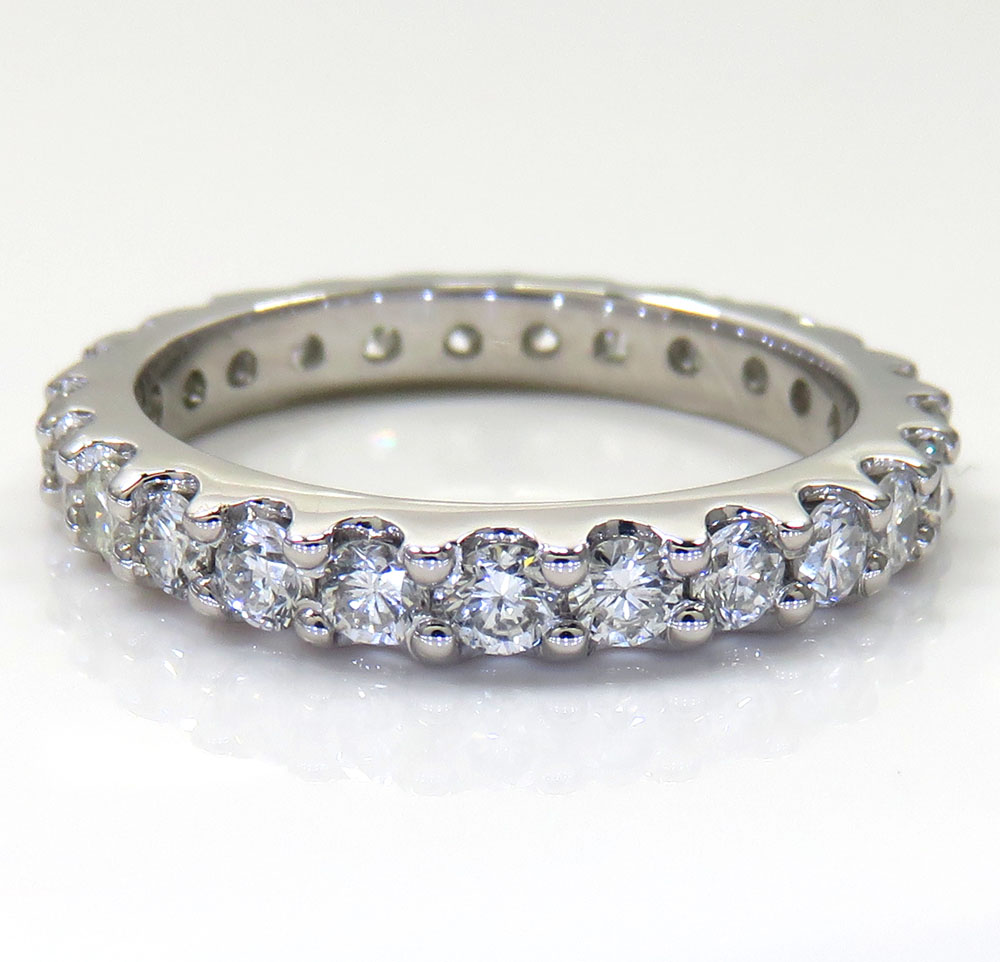 14K White Gold Round Cut Two Row Diamond Half-Eternity Band (0.38 Ct,G  Color,Si1 Clarity)