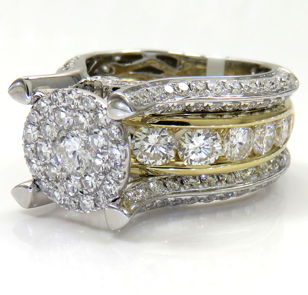 14k white and yellow gold diamond engagement ring 4.56ct