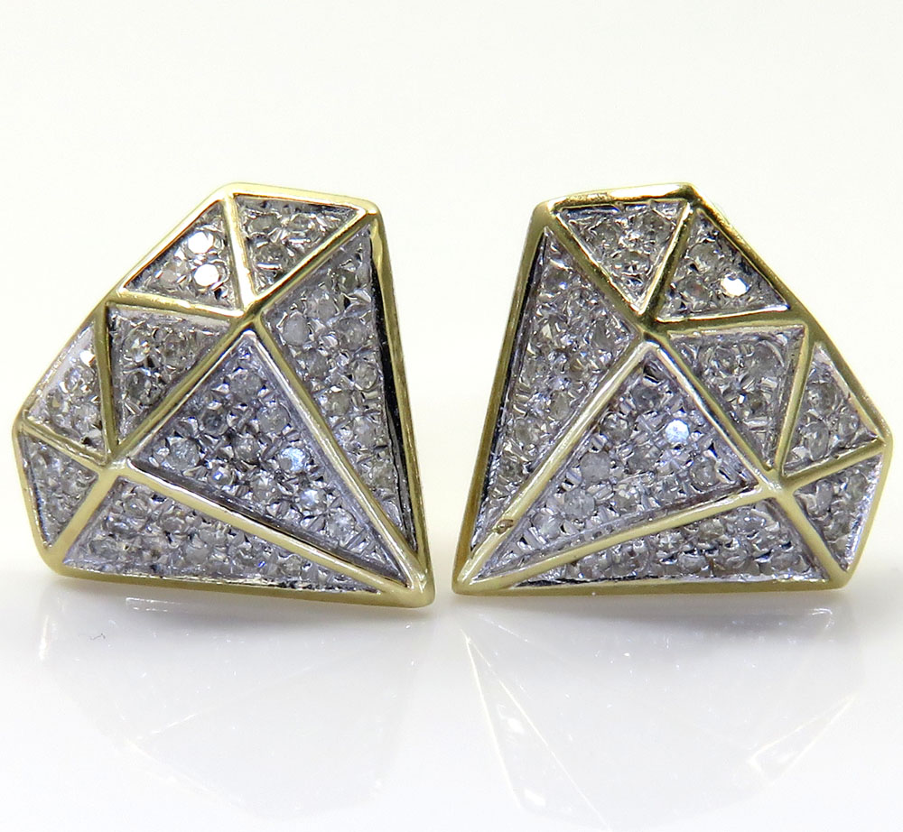 10k yellow gold diamond logo earrings 0.24ct