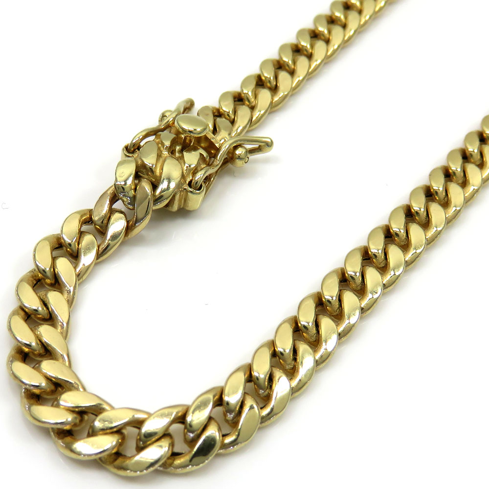 10k yellow gold hollow boxed lock miami chain 18-28 inch 5.5mm