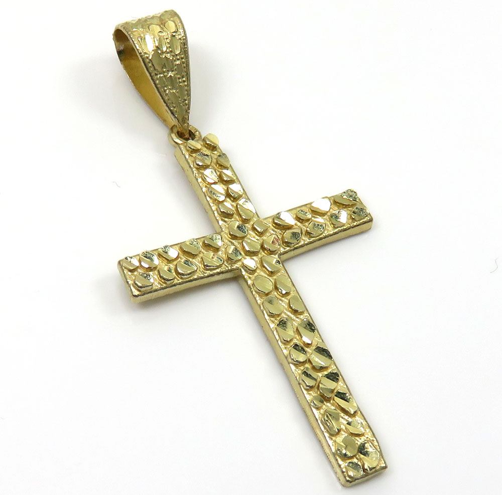 10k yellow gold medium nugget cross 