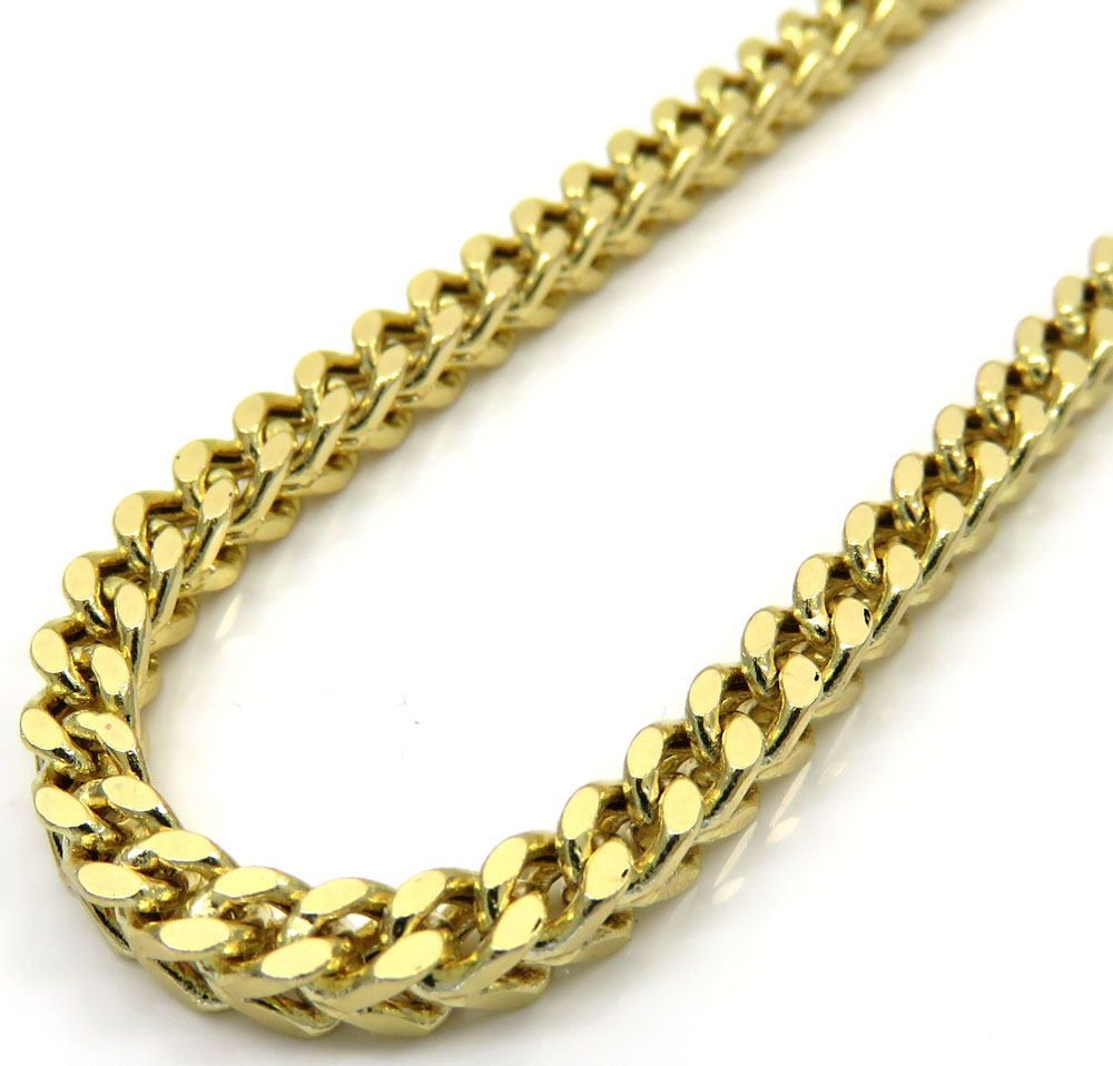 14k yellow gold hollow boxed franco chain 22 inch 3.5mm