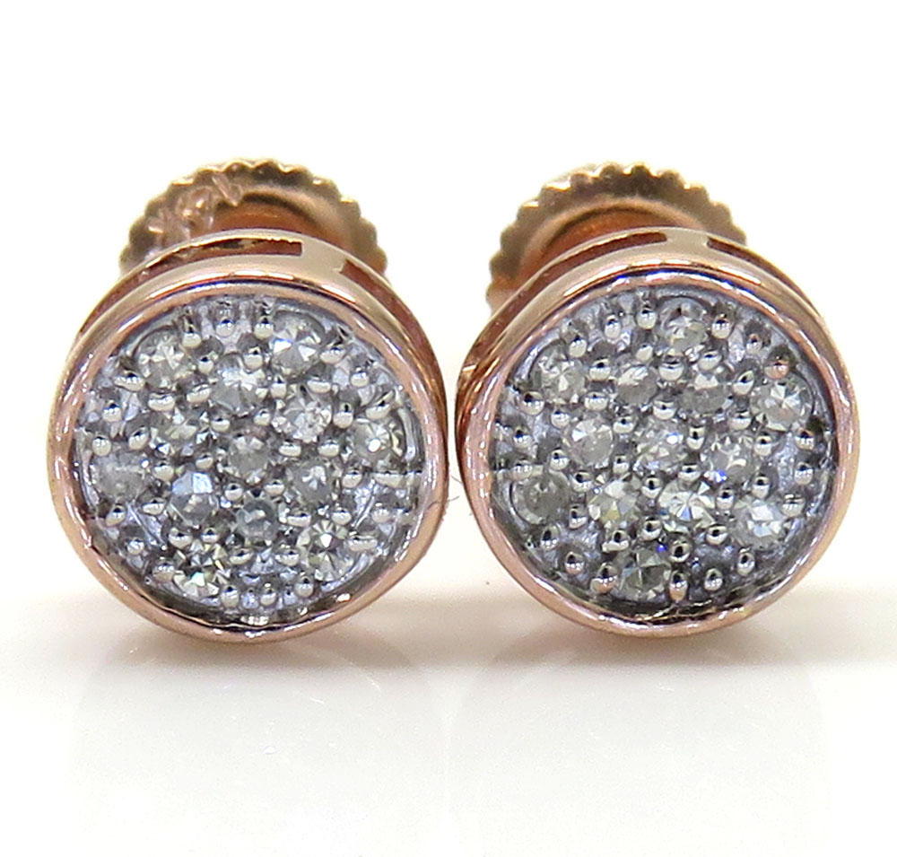 14k white yellow and rose gold diamond small snow cap earrings 0.10ct