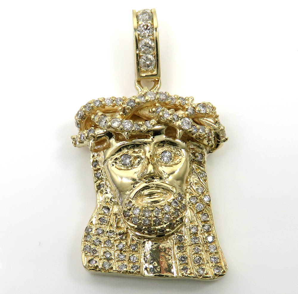 10k yellow gold medium diamond jesus piece pendant 1.75ct
