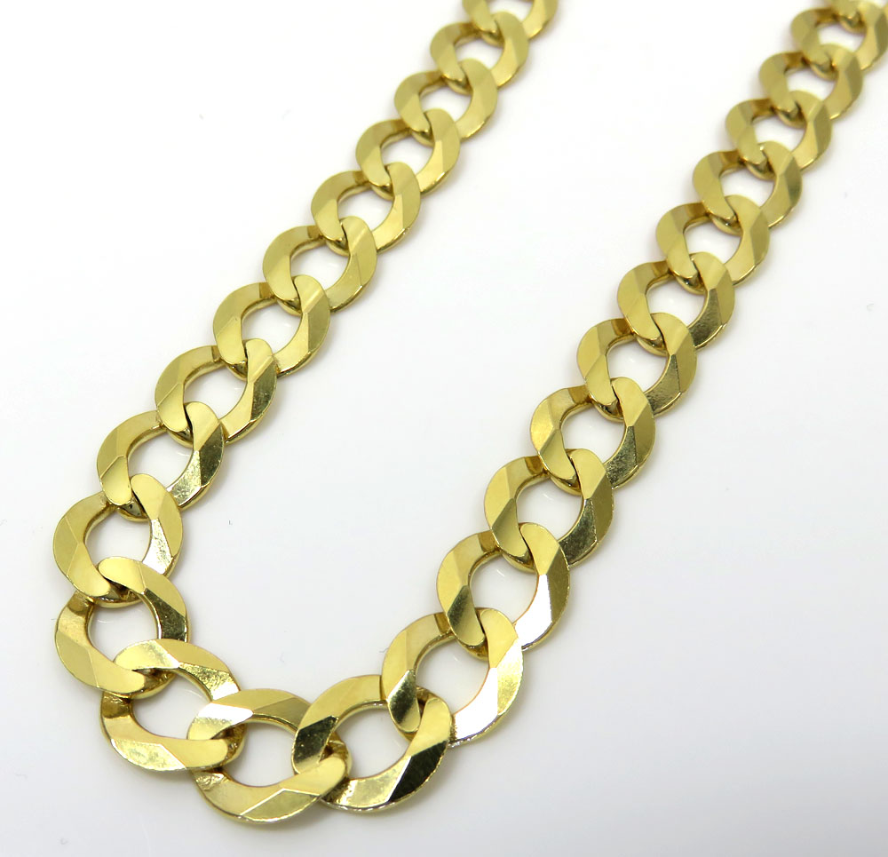 14k yellow gold solid cuban link chain 20-30 inch 8.5mm