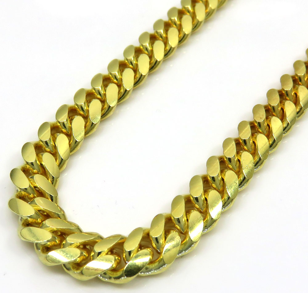925 sterling yellow silver miami link chain 18-28 inch 6.4mm