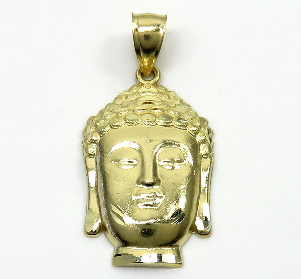10k yellow gold small buddha face pendant