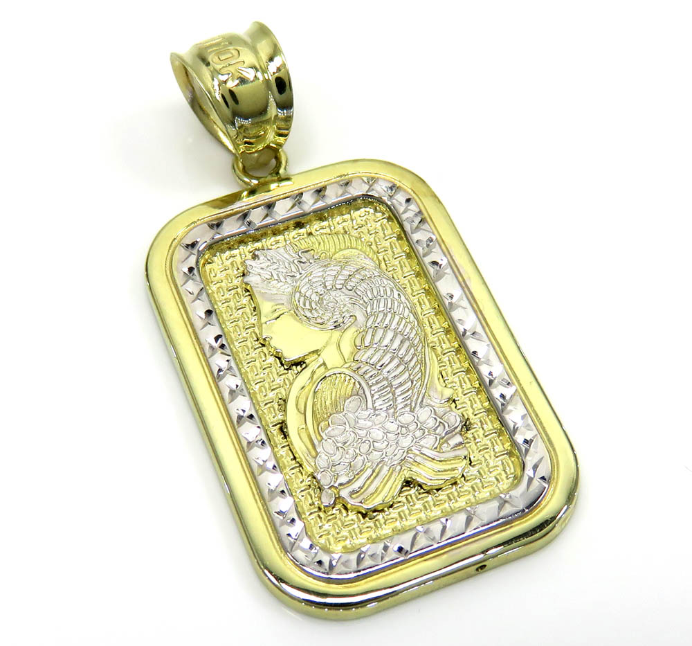10k yellow gold small solid back gold bar pendant