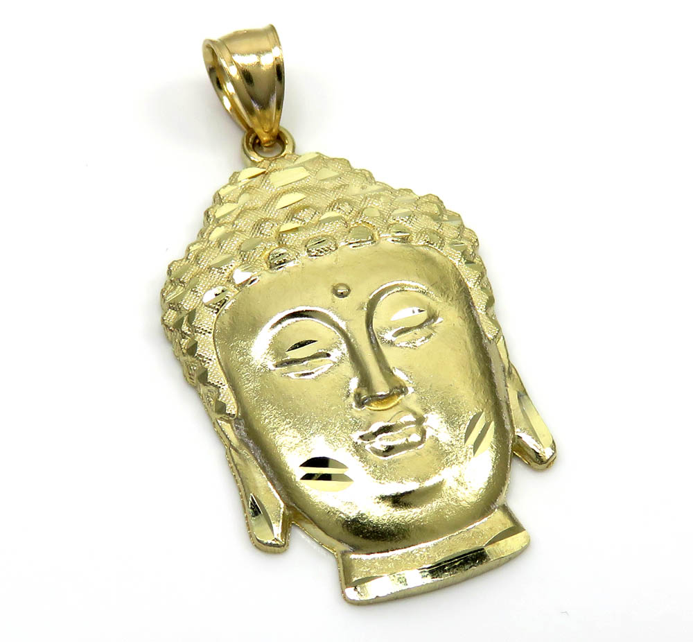 10k yellow gold medium buddha face pendant