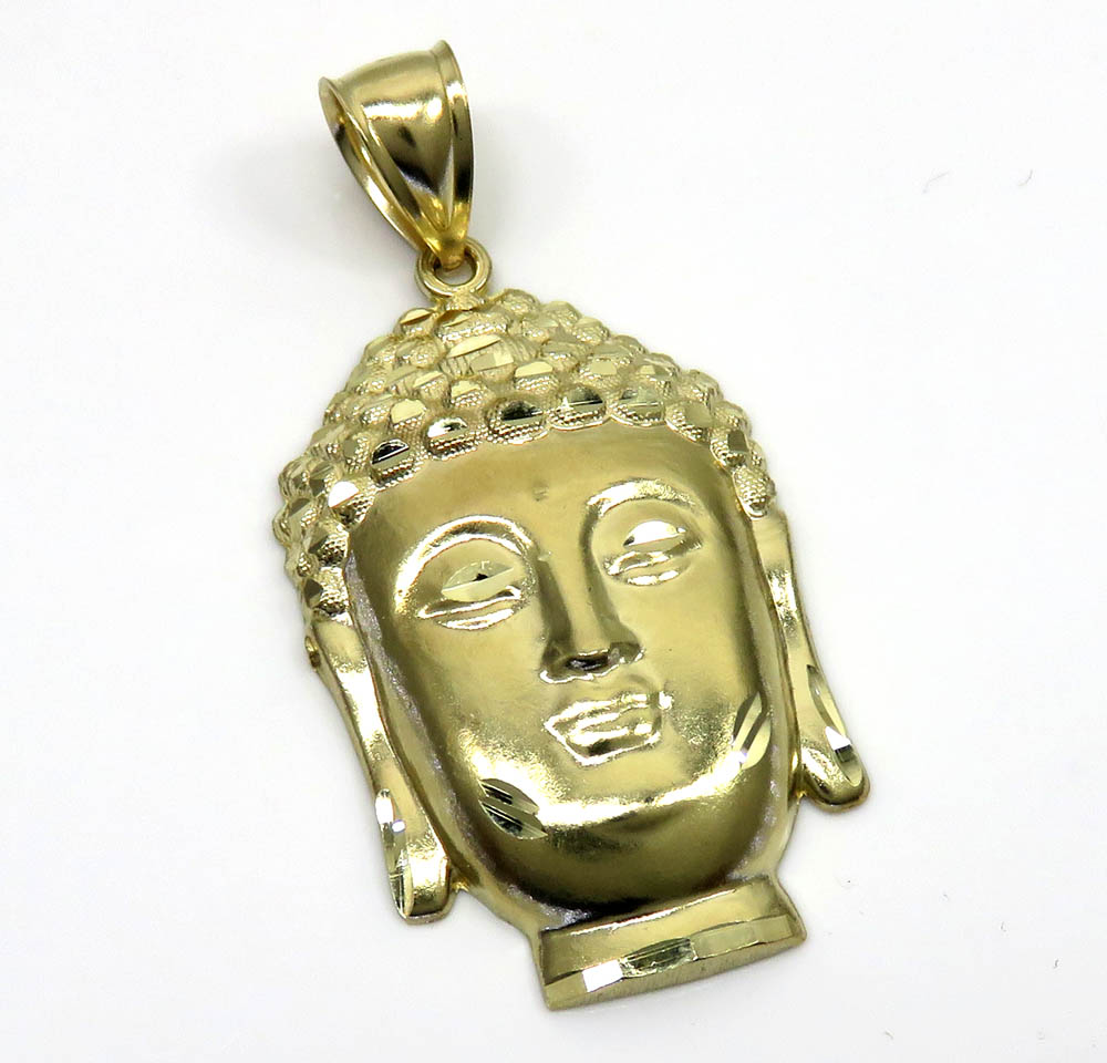 10k Yellow Gold Large Buddha Face Pendant