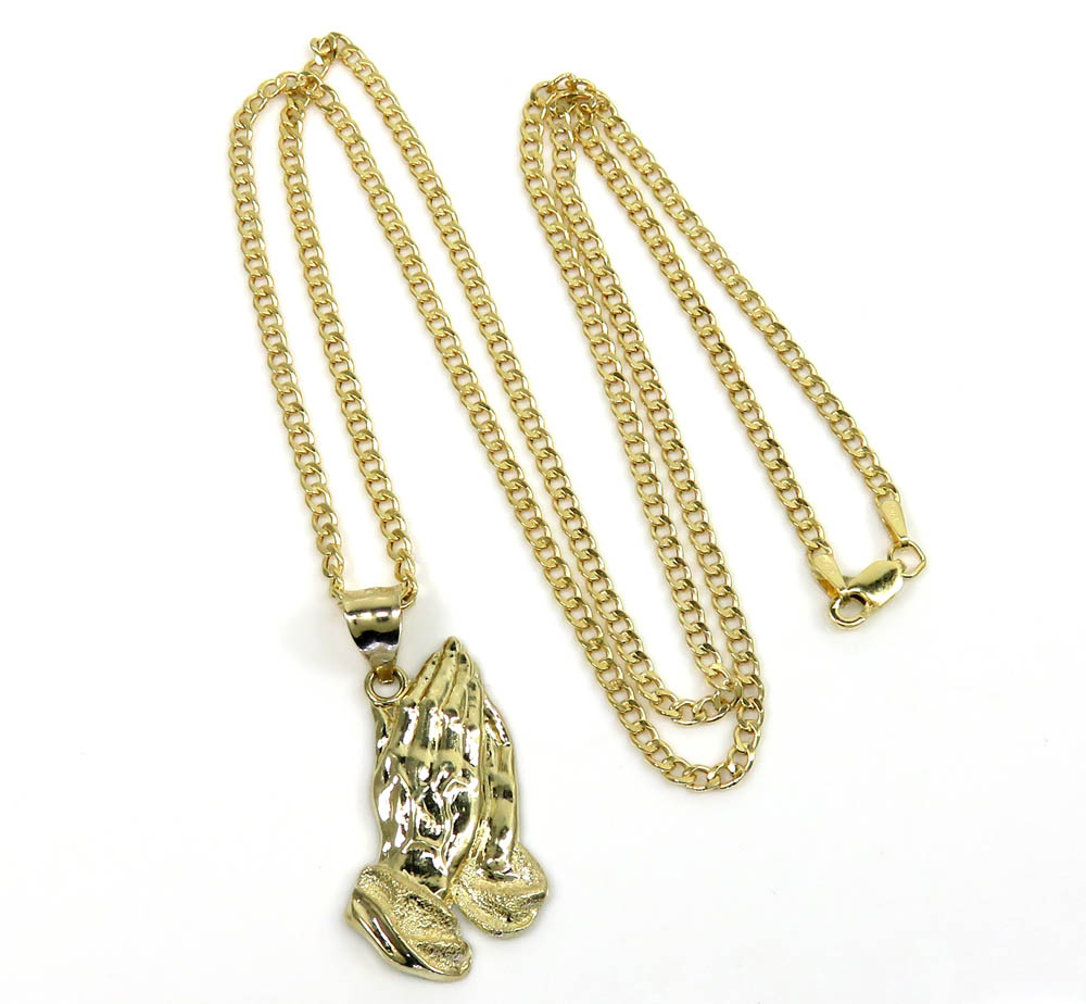 10k yellow gold small praying hands pendant 18-24