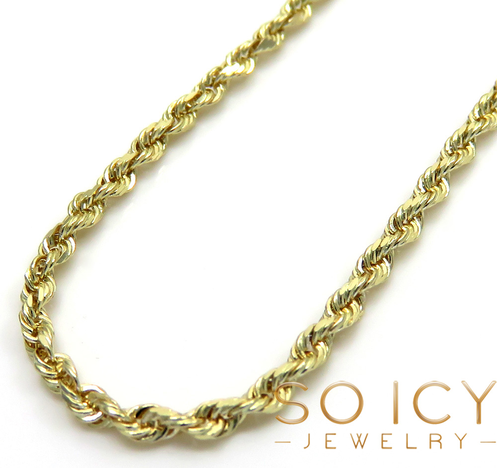 14k yellow gold skinny diamond cut rope chain 16-24 inch 1.30mm 