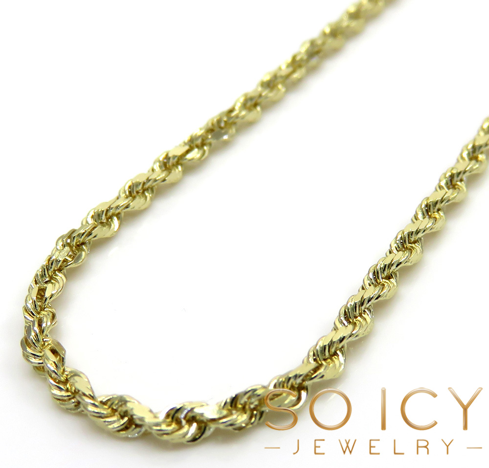 14k yellow gold skinny diamond cut rope chain 16-24 inch 1.50mm 