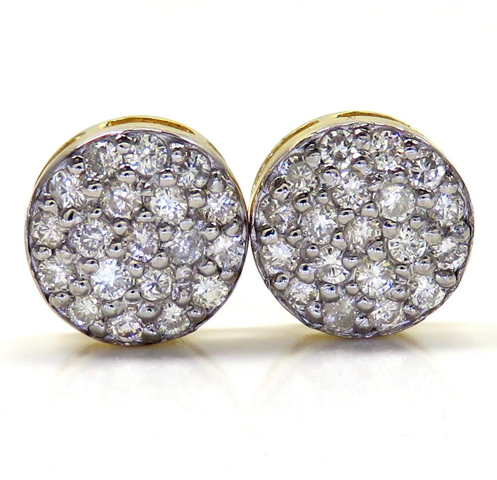 14k yellow white or rose gold diamond snow cap 9.7mm earrings 1.00ct