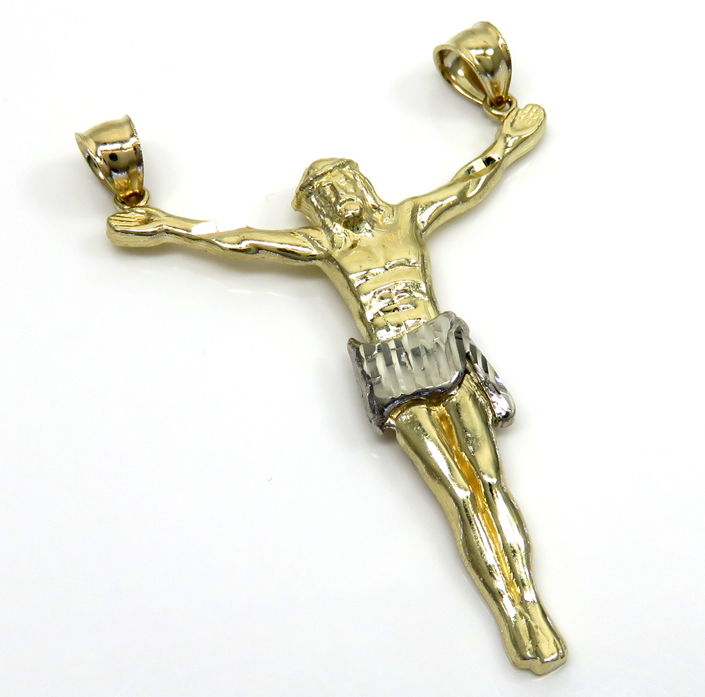 10k two tone gold large jesus pendant 