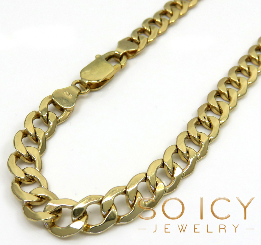 10k yellow gold hollow cuban bracelet 8.50