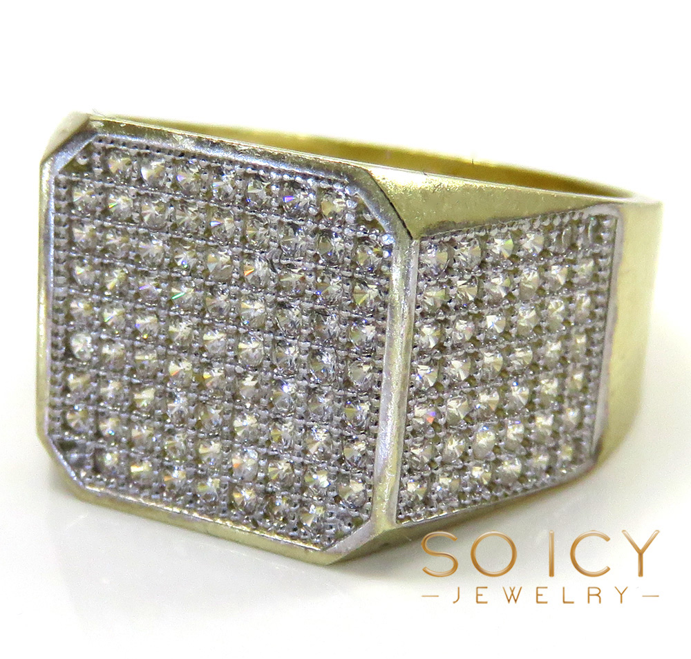 10k yellow gold hexagon cz ring 1.00ct