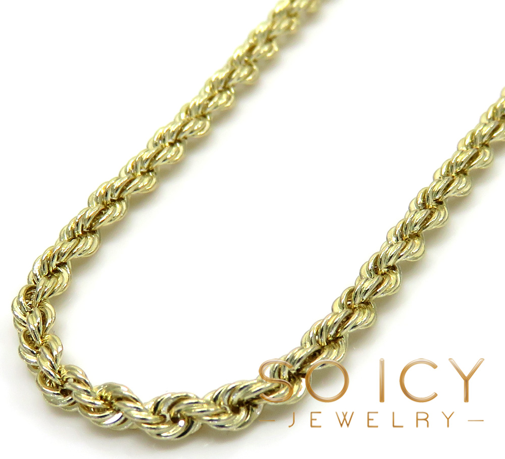Buy 14k Yellow Gold Skinny Smooth Hollow Rope Chain 16-26 Inch 2mm ...
