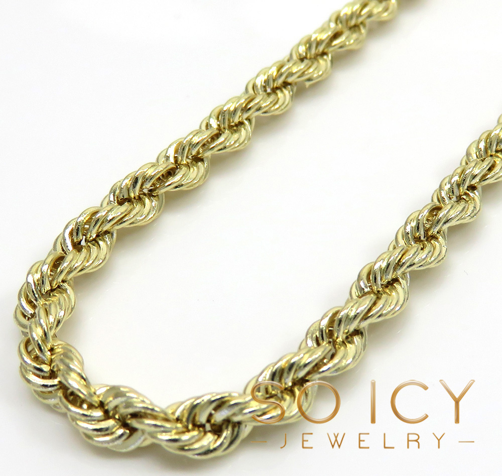 14k yellow gold hollow smooth rope chain 16-26 inch 3.50mm
