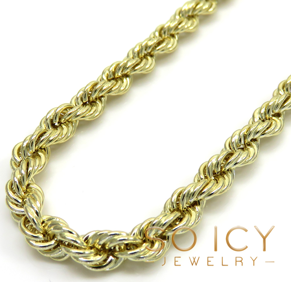 14k Yellow Gold Hollow Men's 4mm Rope Chain Necklace - 18