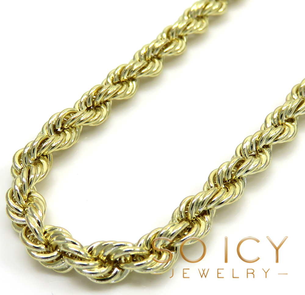 14k yellow gold hollow smooth rope chain 18-28 inch 4mm