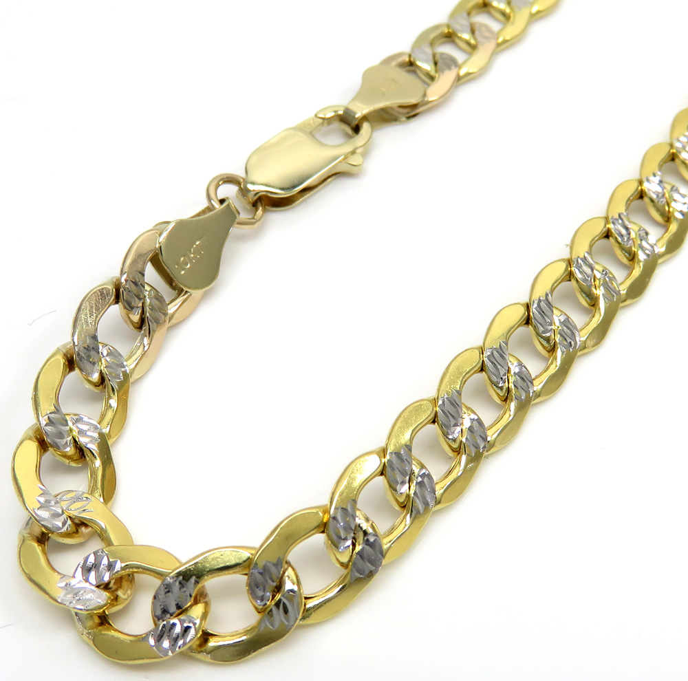 10k yellow gold diamond cut cuban bracelet 8.50
